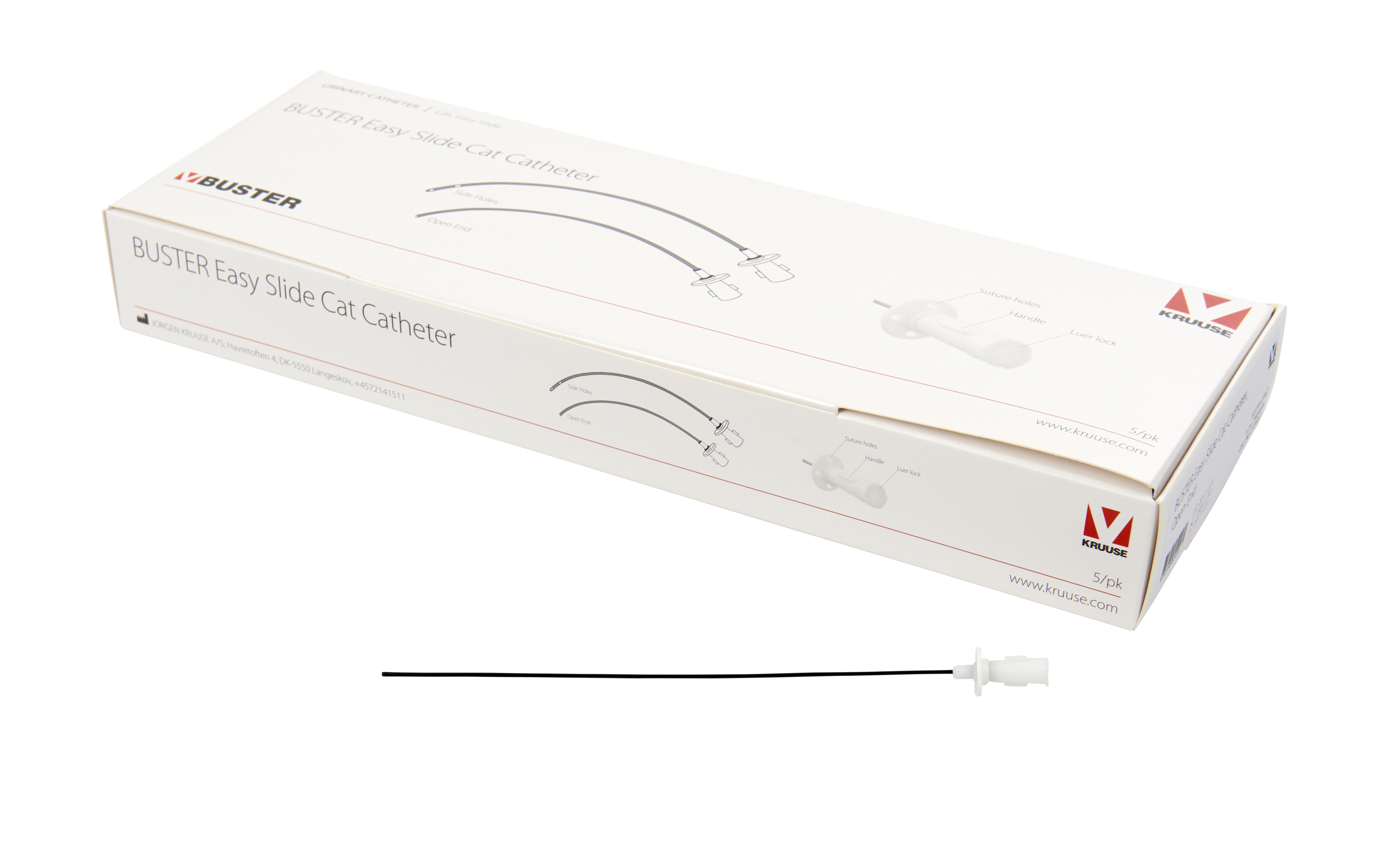 BUSTER Easy Slide Cat Catheter, 3.5 Fr x 4”, 1.2 x 110 mm, open end, 5/pk