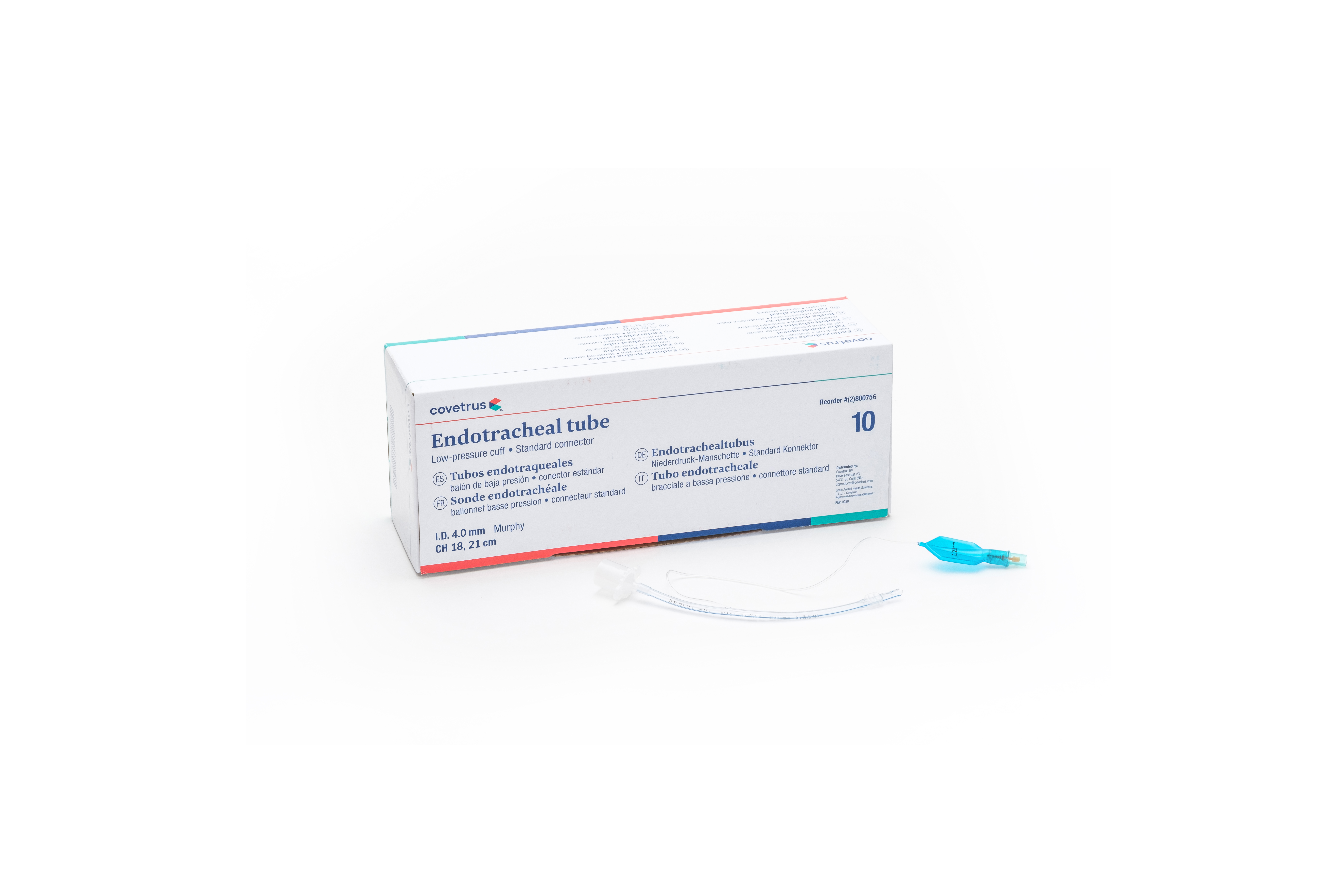 CVET Endotracheal Tubus, standard connector, Murphy's Eye, ID 7.5 mm, OD 10.2 mm, 31 Fr x 31 cm (12.2''), 10/pk