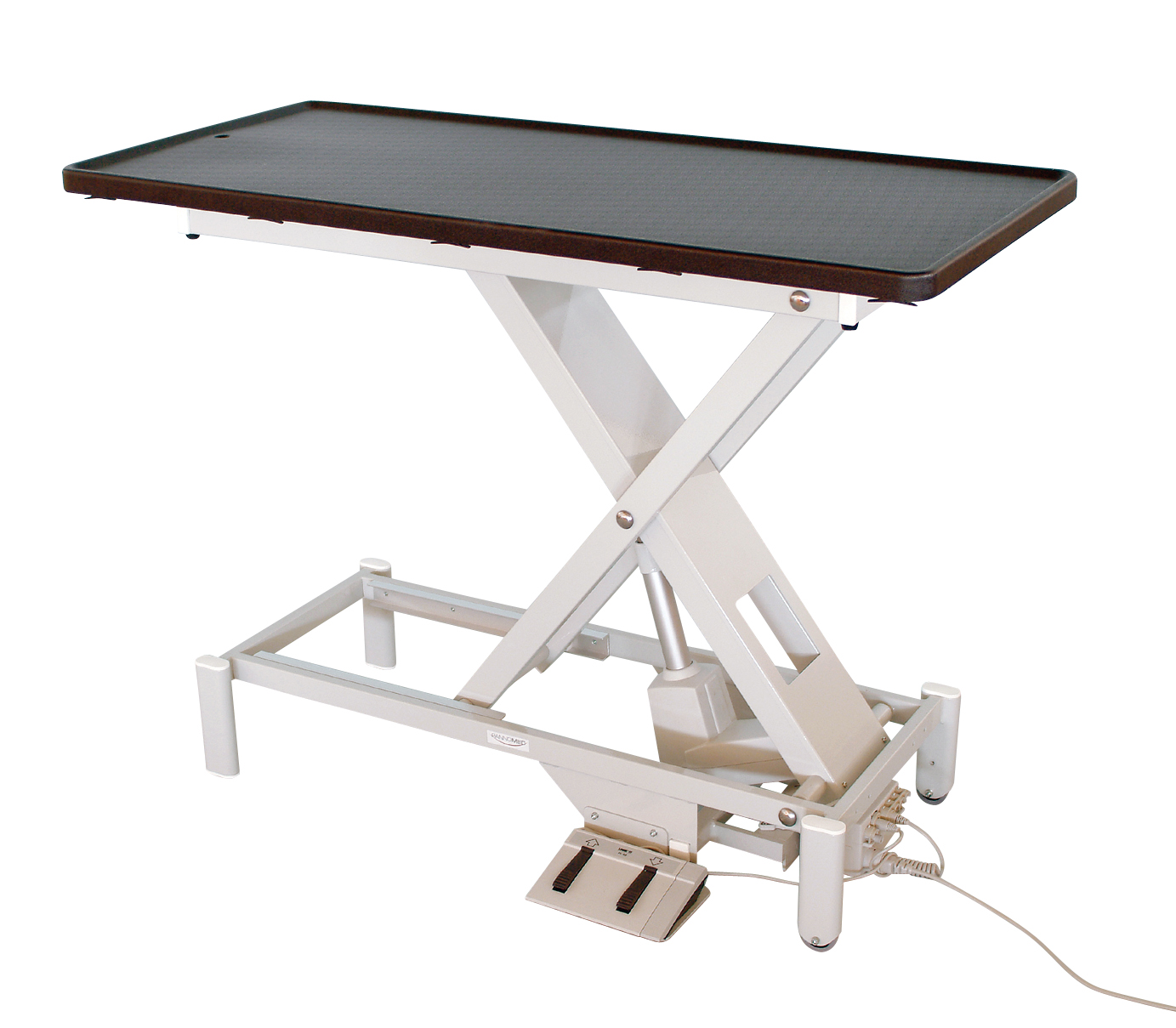 Vet Lift table, electric with synthetic table top, four castors