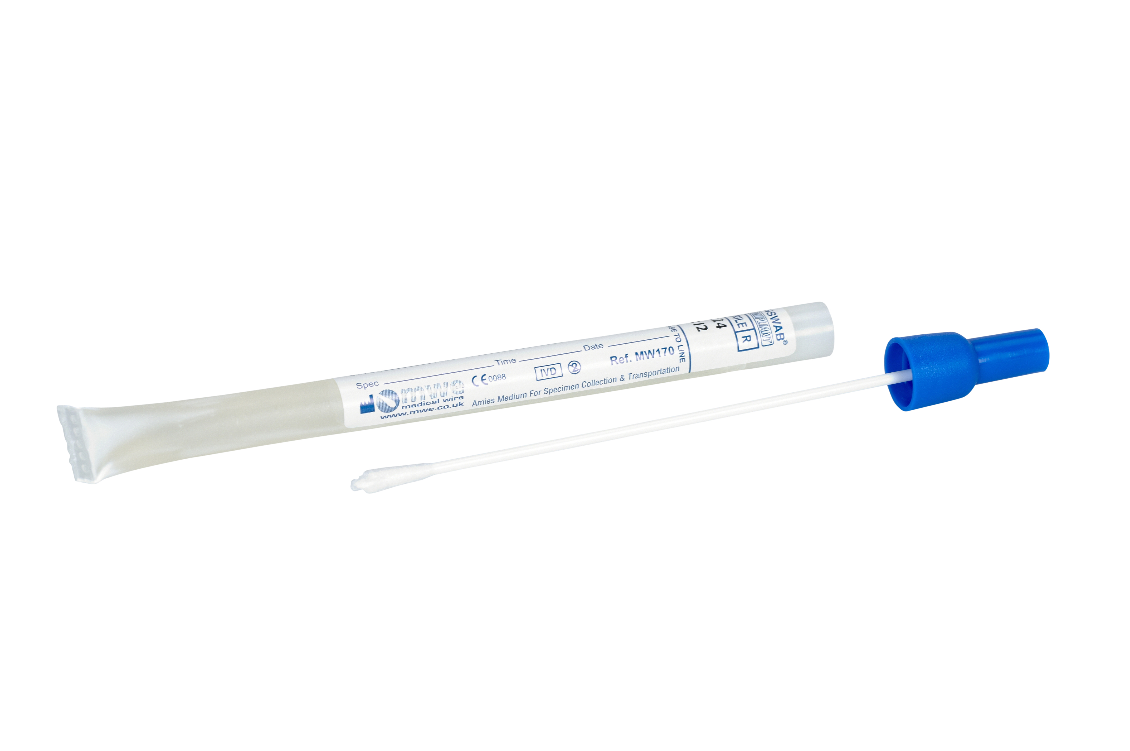 TRANSWAB® Gel Amies Provtagningspinne, utan kol, blå, 1 st