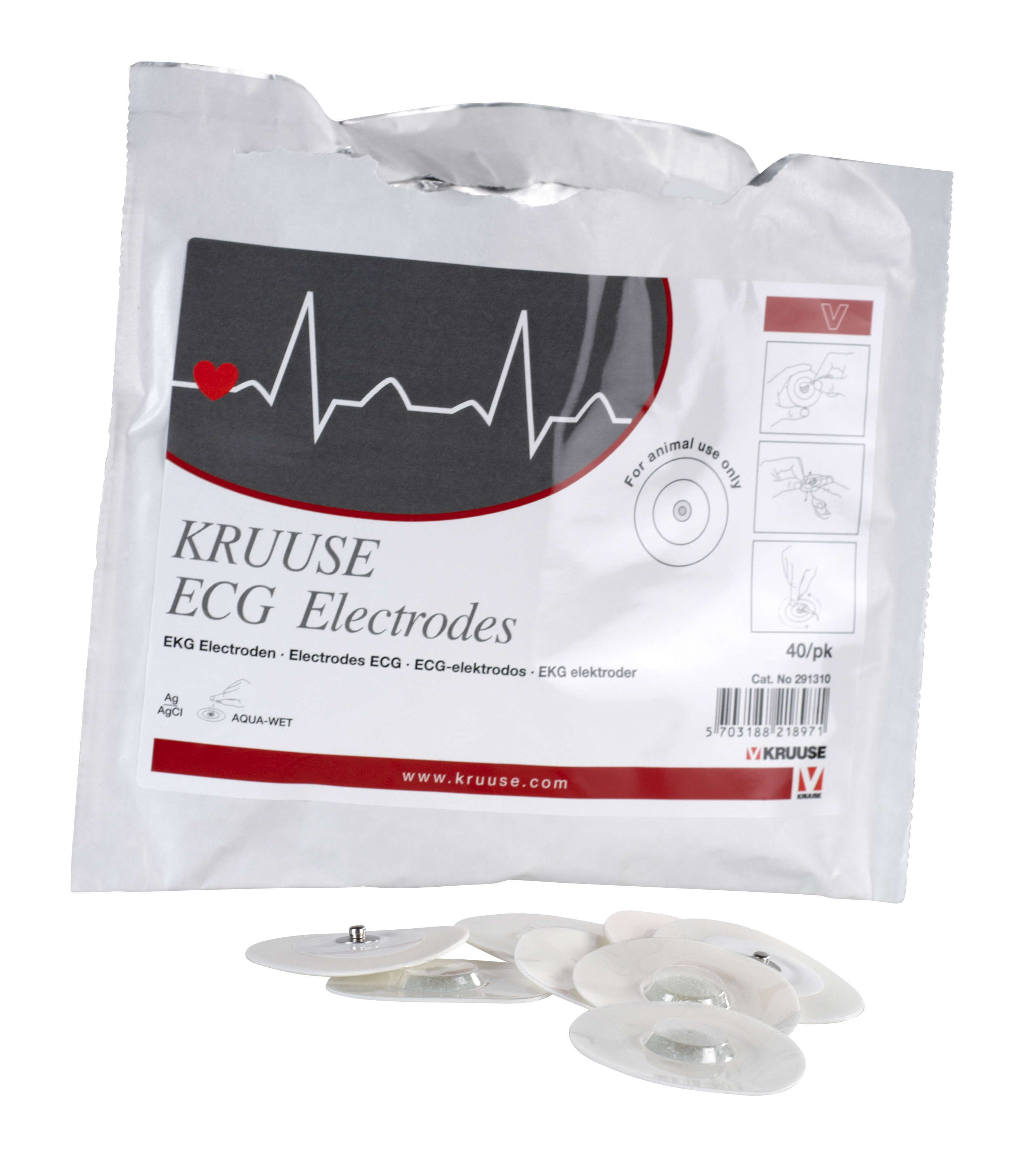 KRUUSE ECG Electrodes, 40/pk