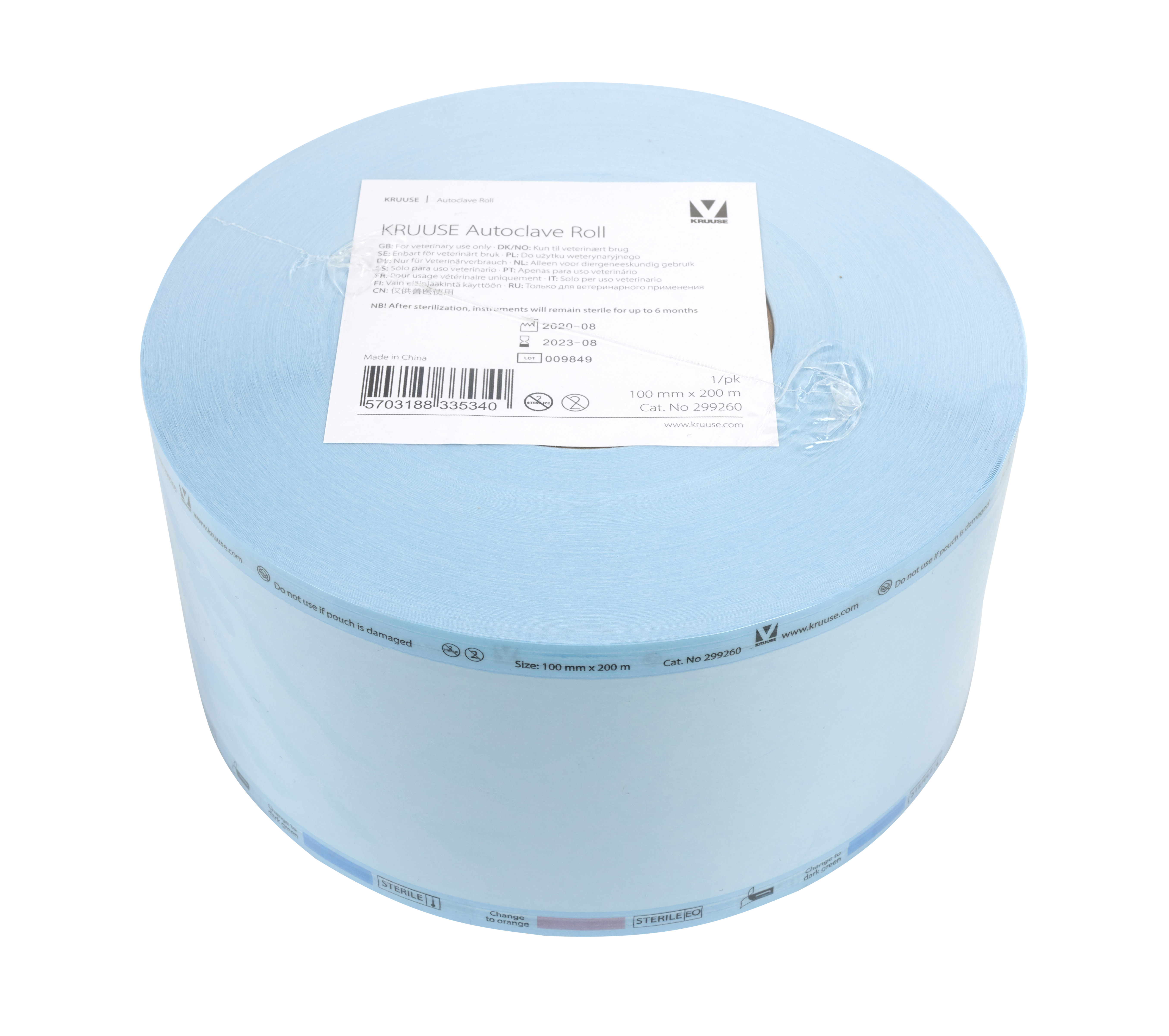KRUUSE Autoclave Roll, 50 mm x 200 m, 1/pk