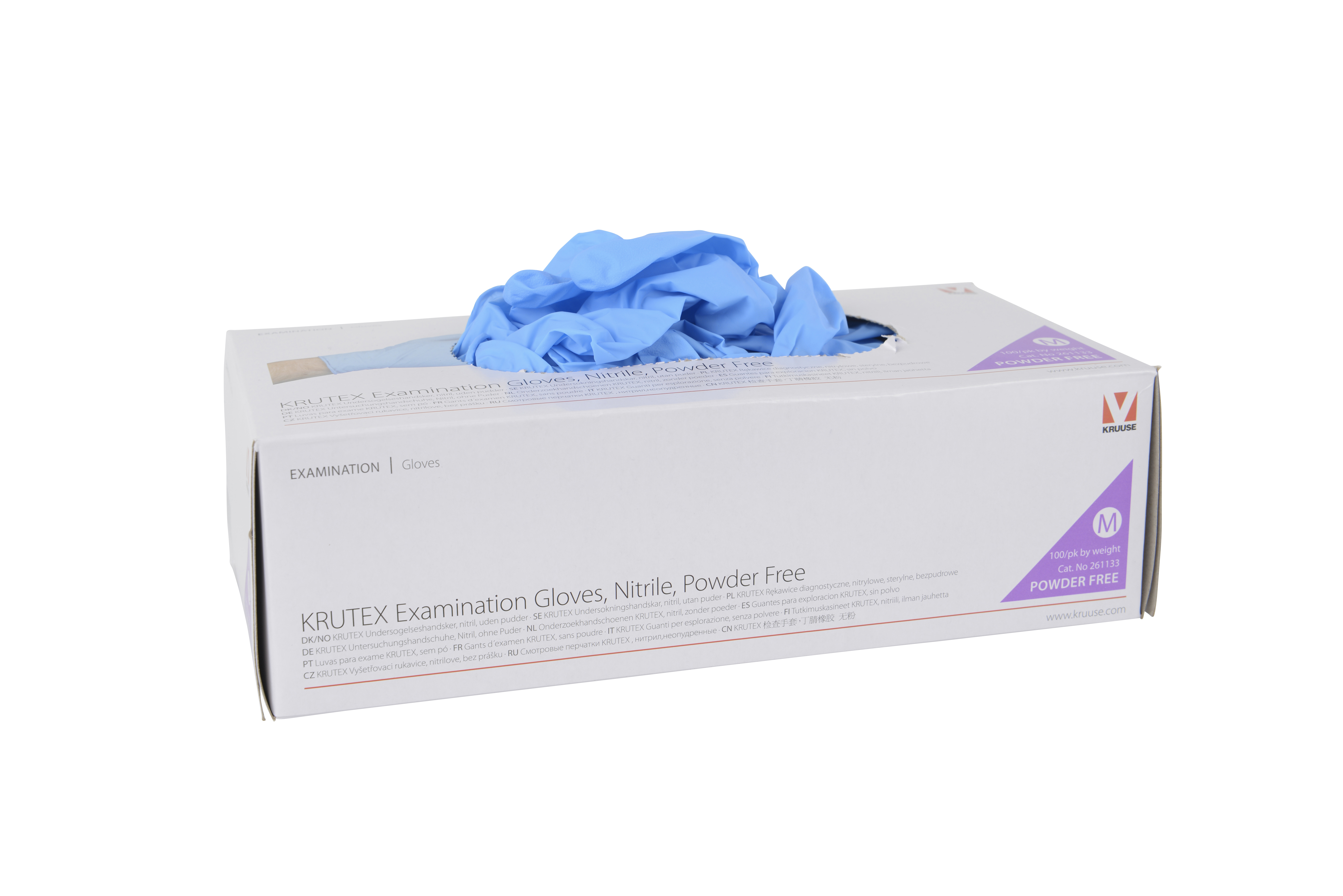 KRUTEX Nitrile Examination Gloves, powder-free, 100/pk