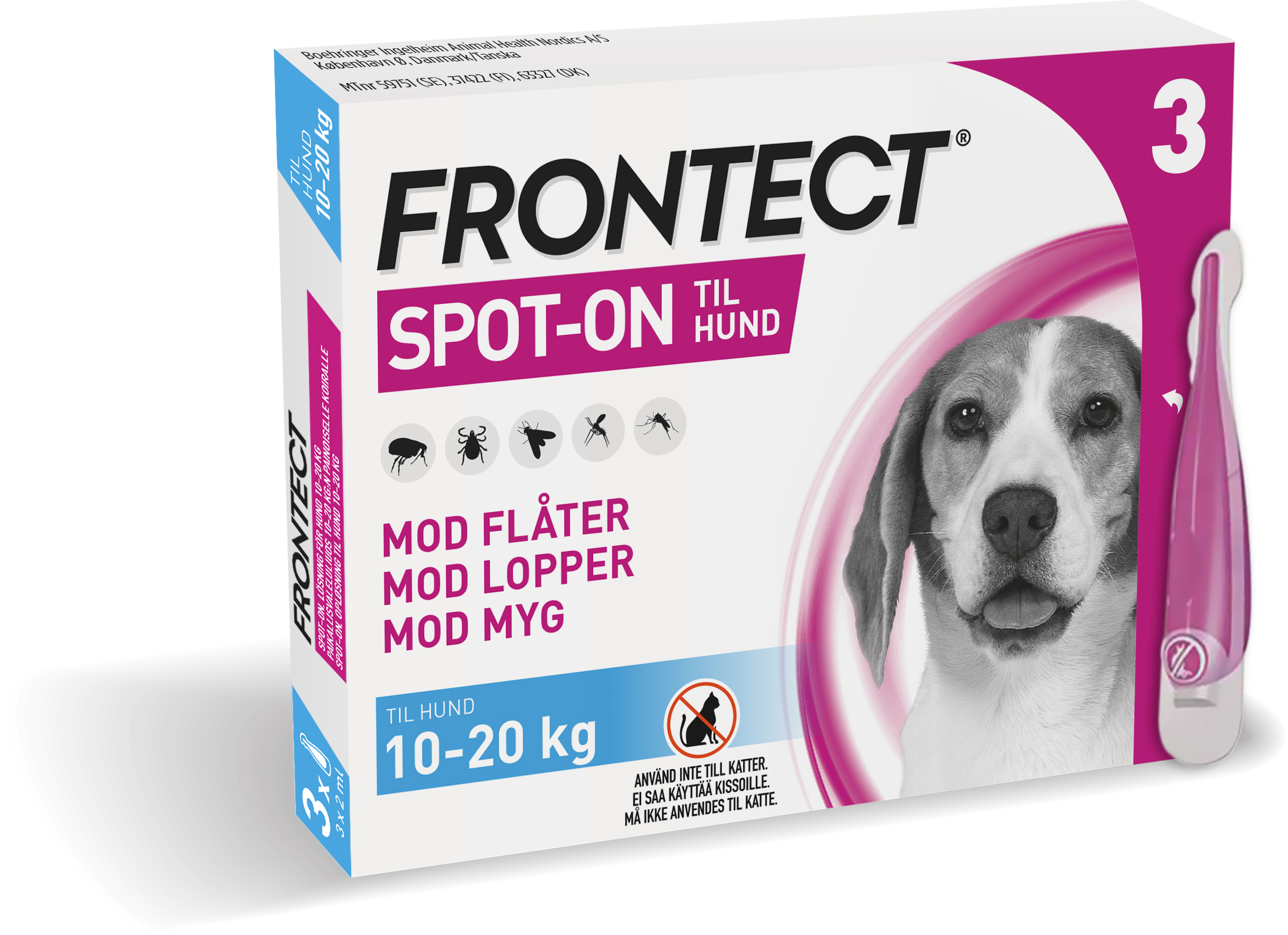 FRONTECT, 3 x 2 ml til hund 10-20 kg