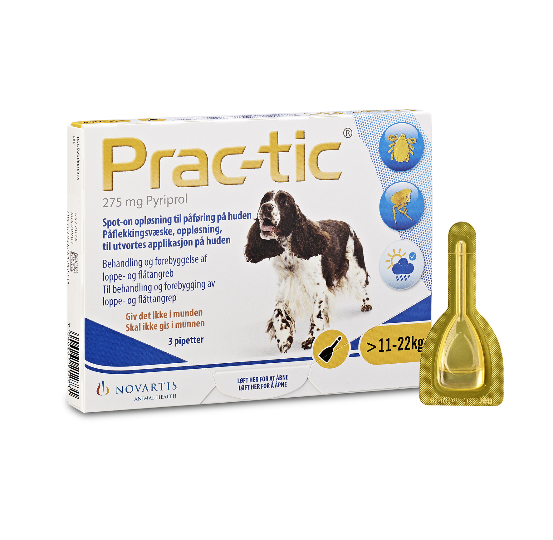 Prac-Tic Spot-On opl 275 mg, 3 pipetter, 11-22 kg