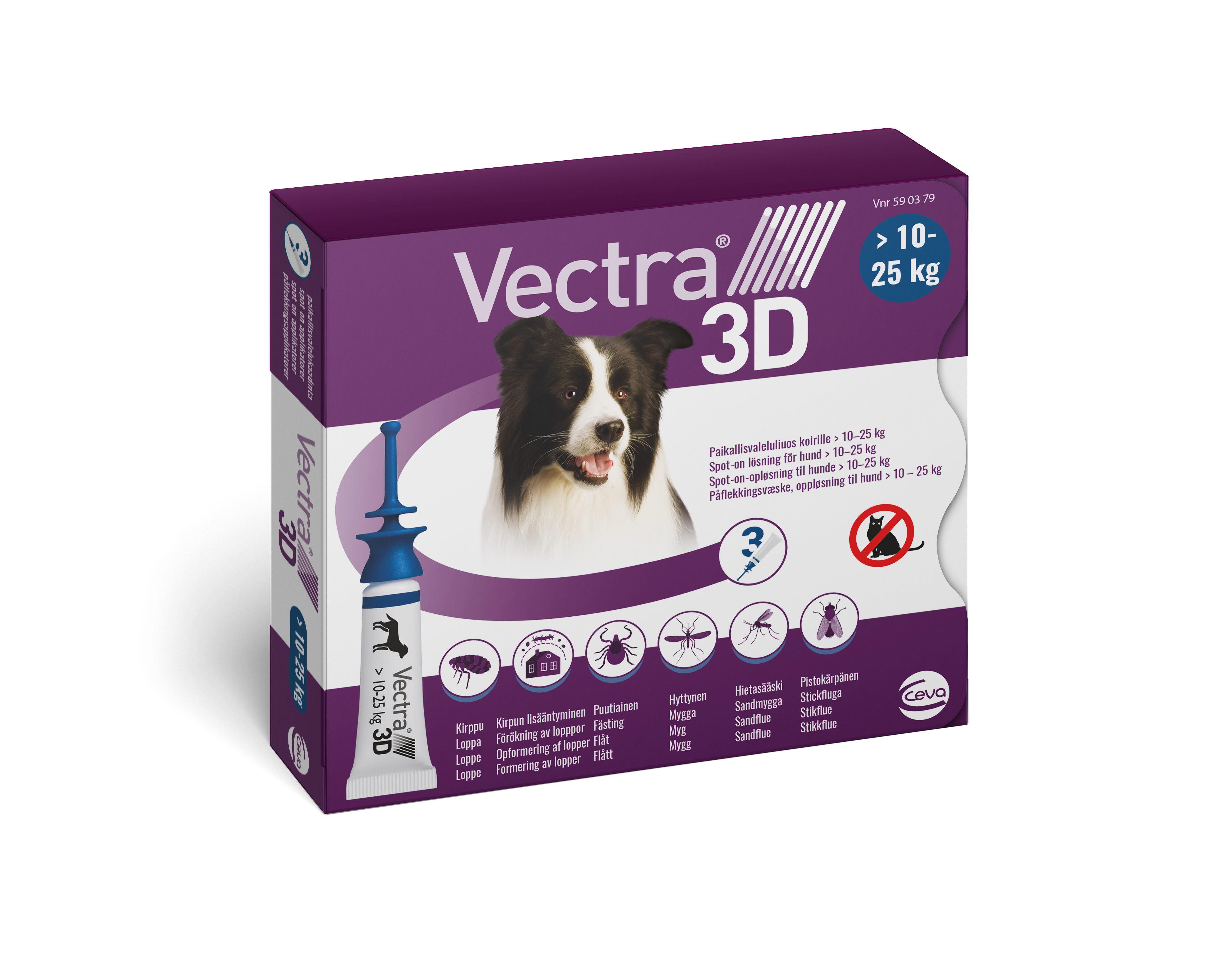 Vectra 3D Hund, 3 pipetter, 10 - 25 kg
