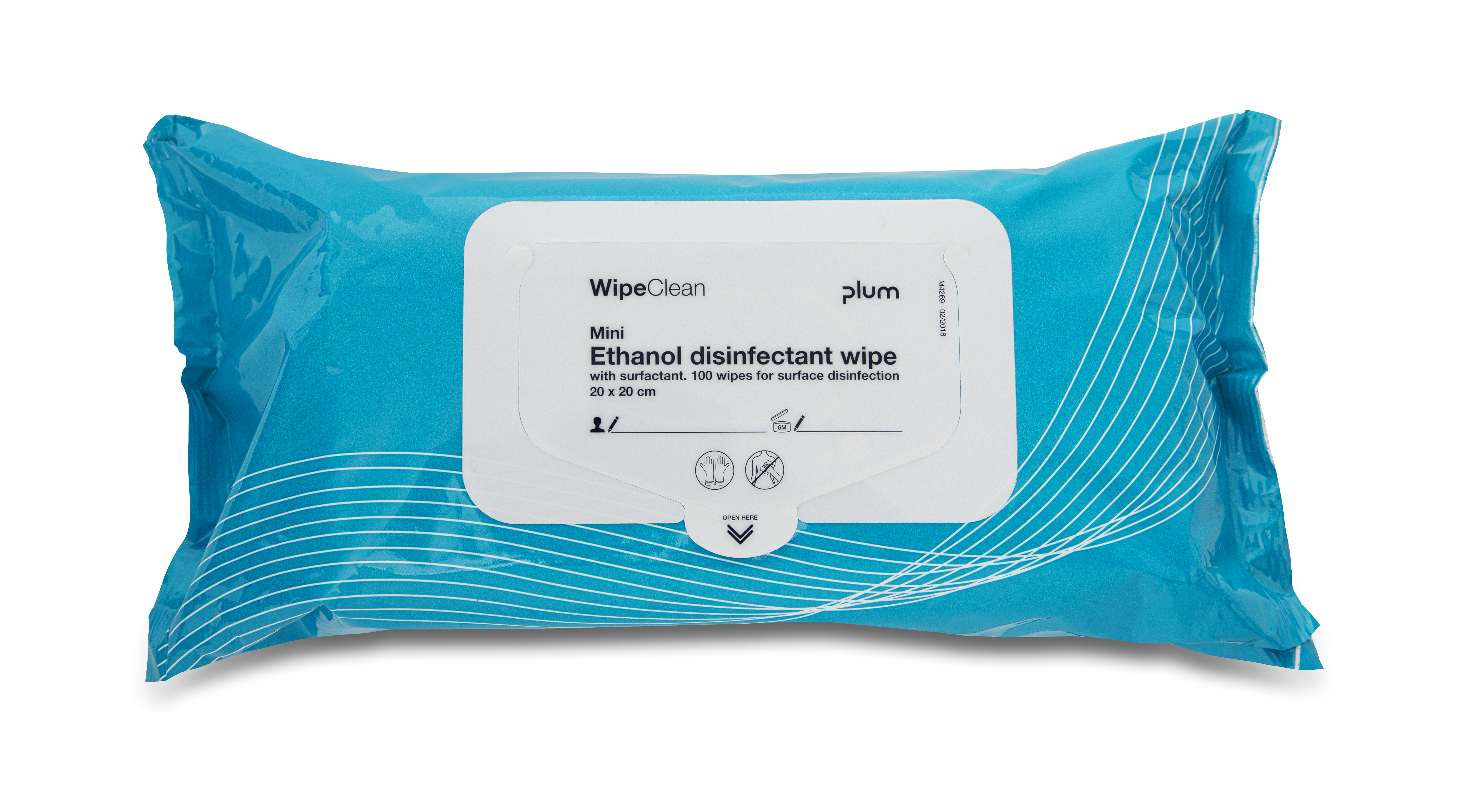 WipeClean Ethanol 80 % desinfiserende serviett med overflateaktivt middel, Mini, 100 stk.