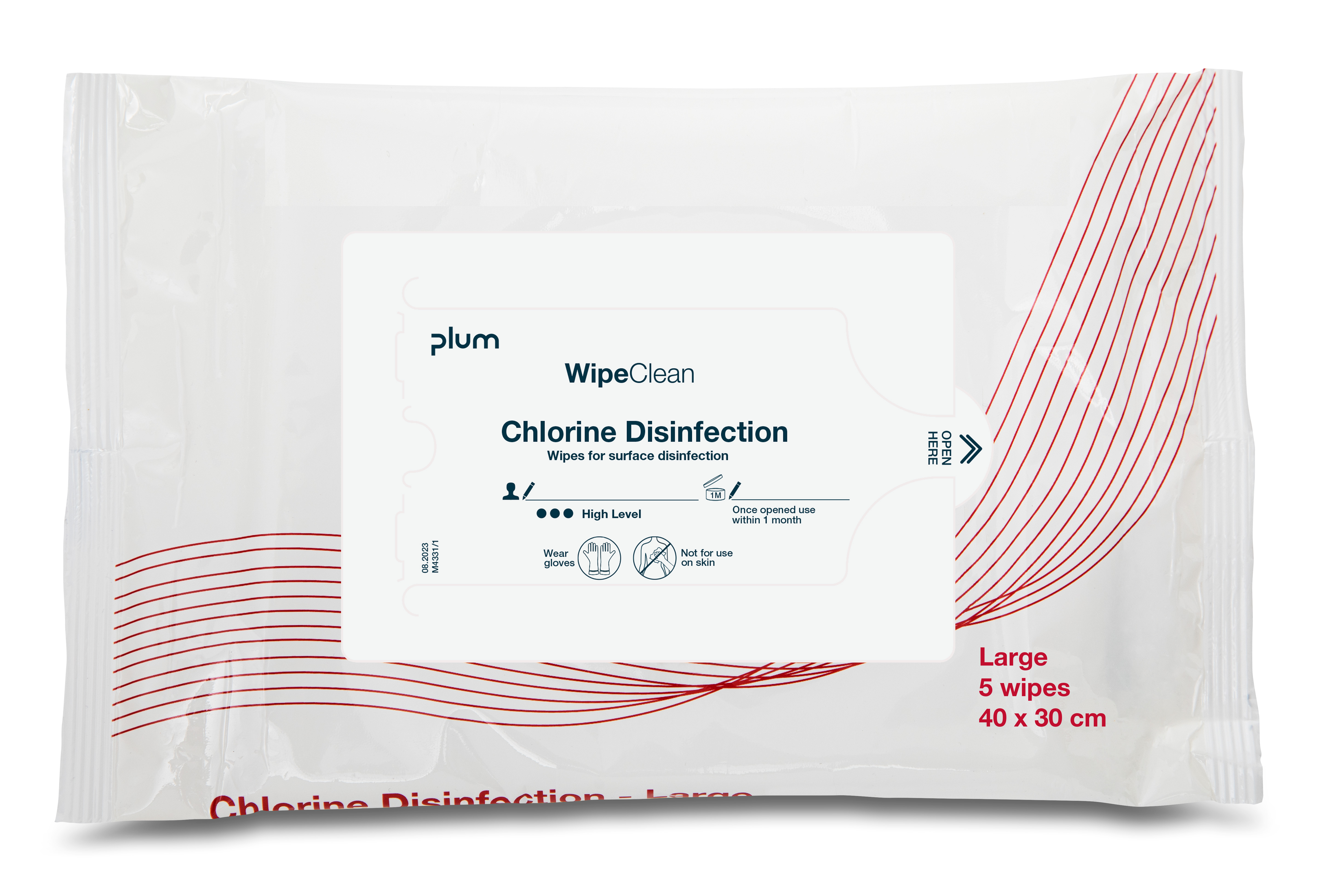 WipeClean Chlorine Desinfektionsservett, L, 5 st