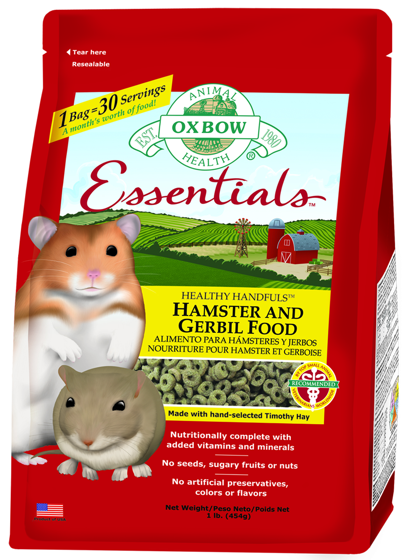 Oxbow Hamster/Gerbil/Ørkenrotte  (Healthy Handfuls), 454 g.