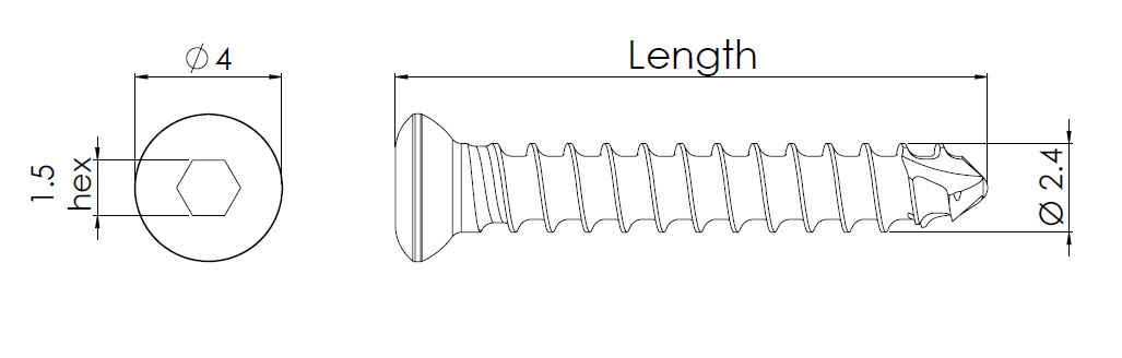 2.4 mm Cortical Self Tapping Screw 26 mm Long [CSST2426]