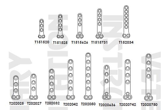 T-Plate 2.0 mm Screws. 2 Hole Head. 5 Hole Shaft 42 mm Long  [T202042]