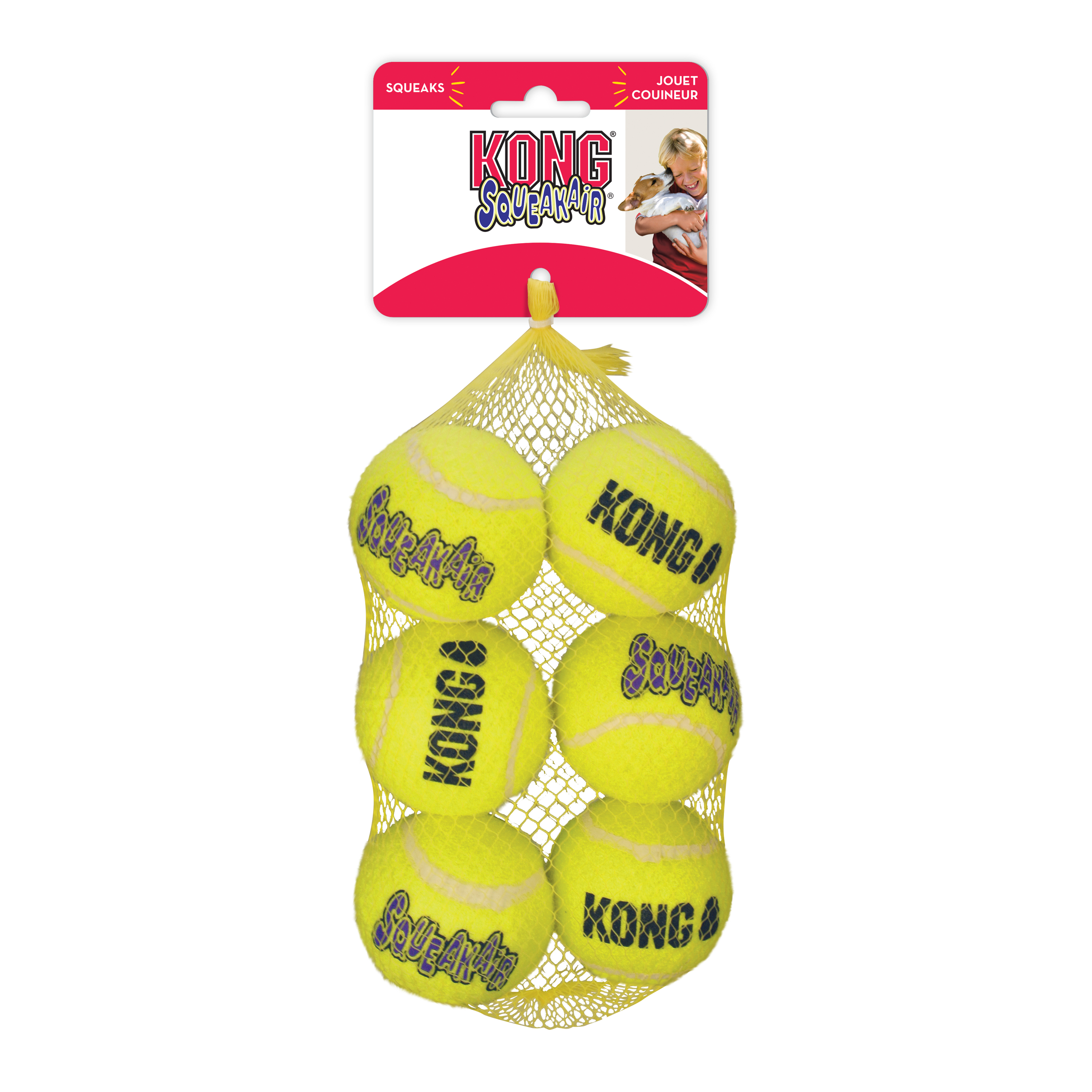 KONG SqueakAir Balls, 6 stk bolde i net, M, AST22E
