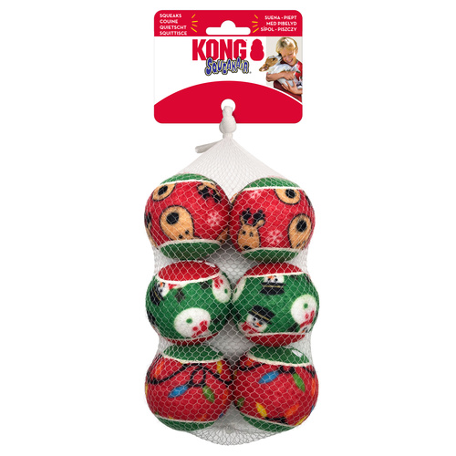 KONG Holiday SqueakAir® Balls 6-pk Md, H24D138