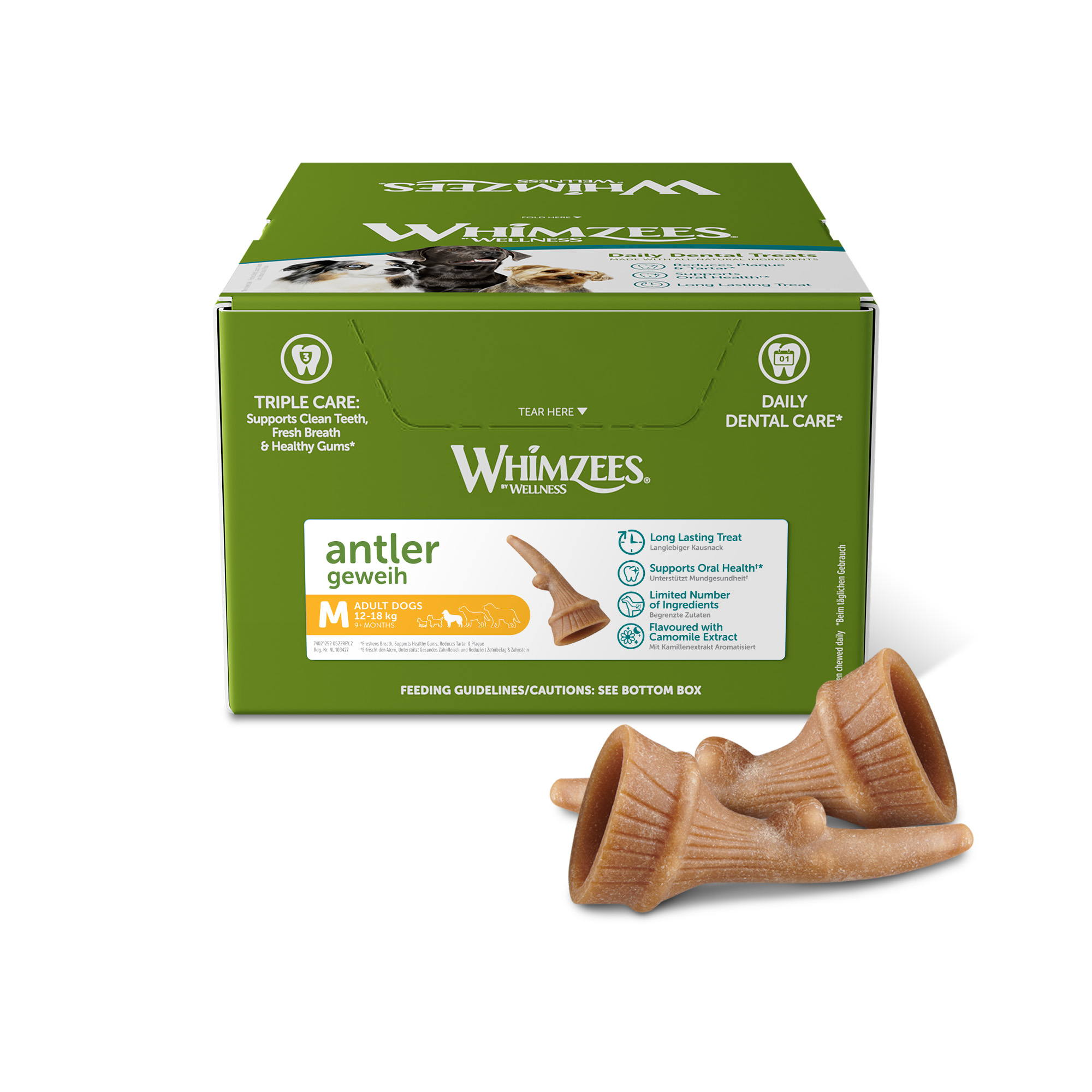 Whimzees tyggebein, gevir, display