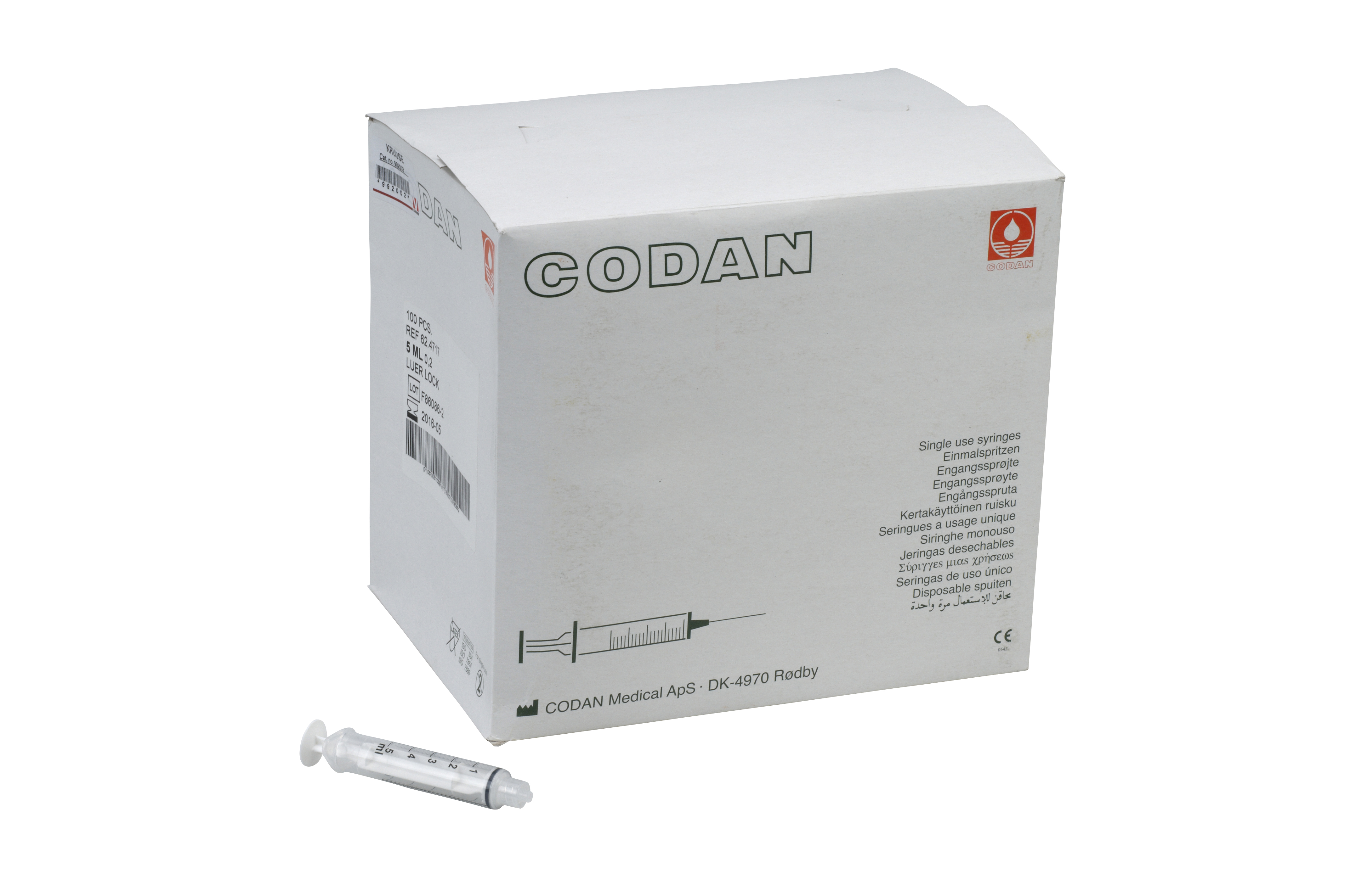 Codan Once spruta eng 3-komp luerlock 5ml 0,2ml gradering  [624717] 100st