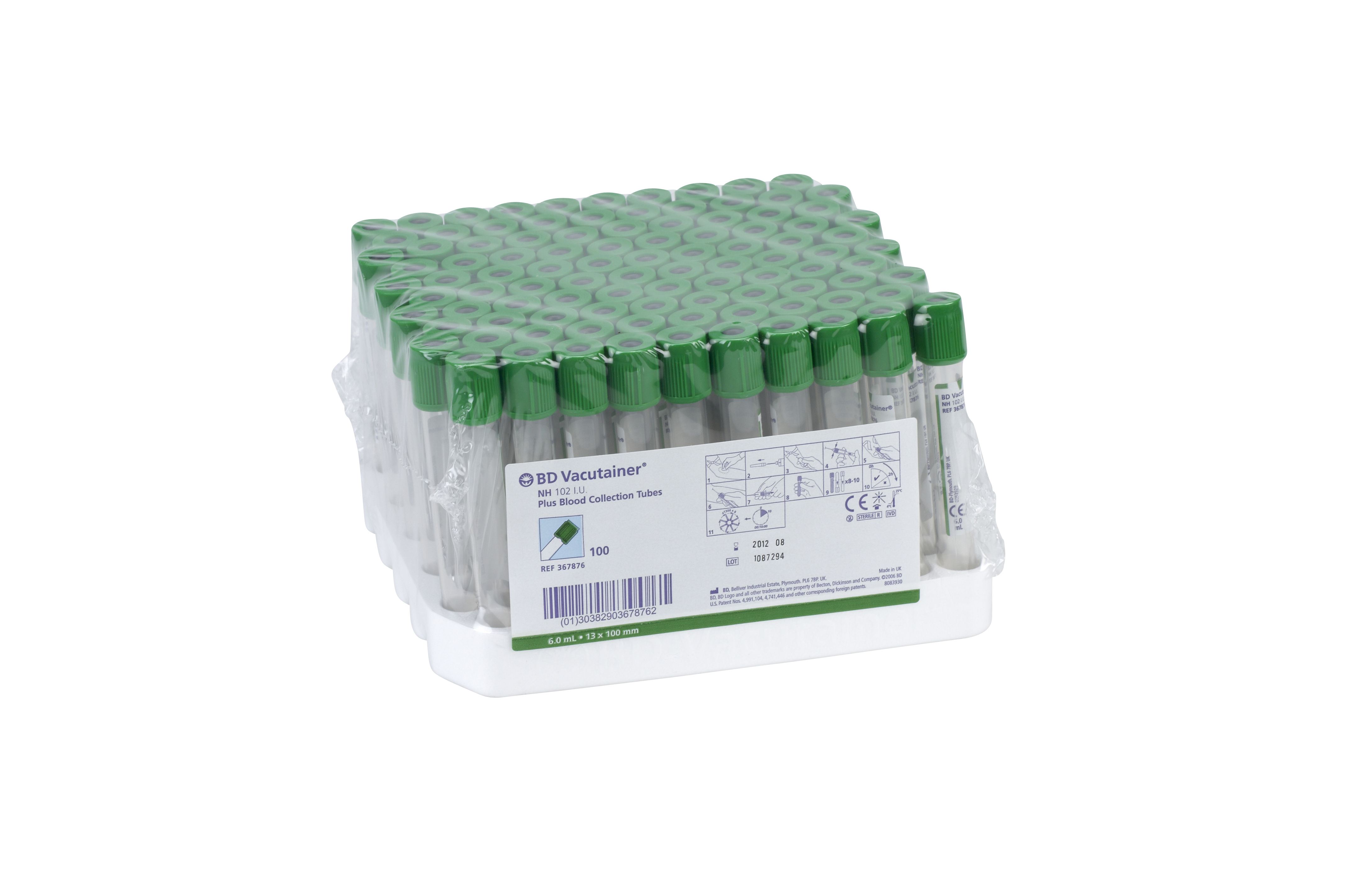 BD Vacutainer rör Na-Hep grön 10/6ml PET papper [367876] 100st