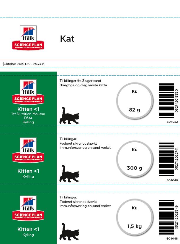 Price Cards Science Plan Cat DK September 2019