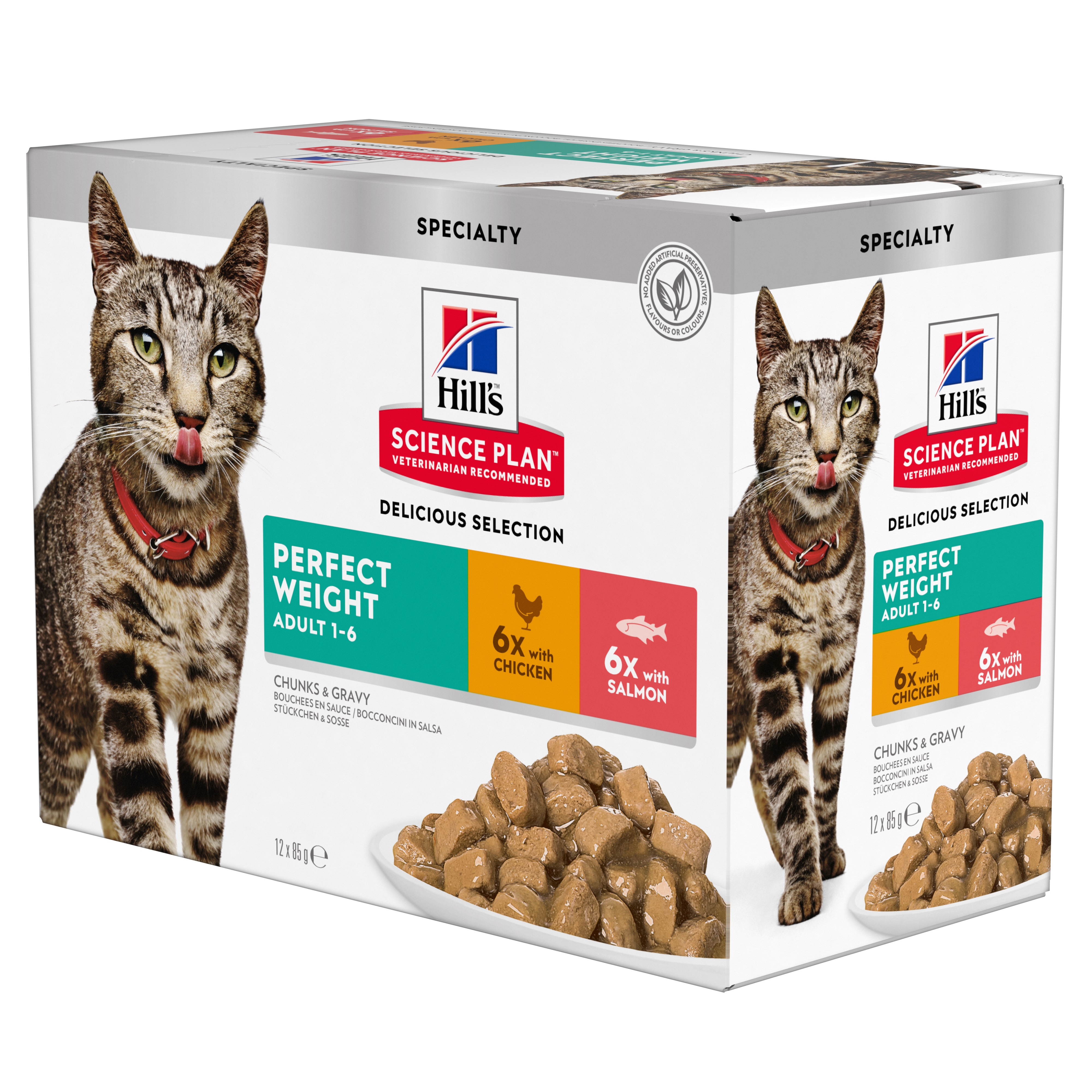 Hill's SP Feline Perfect Weight Chicken & Salmon 12x85g portionspåsar