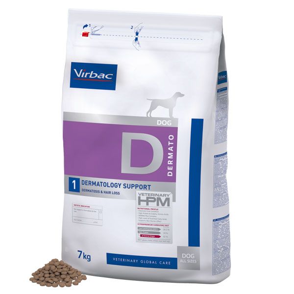 Virbac HPM Dog D1, Dermatology Support 7 kg